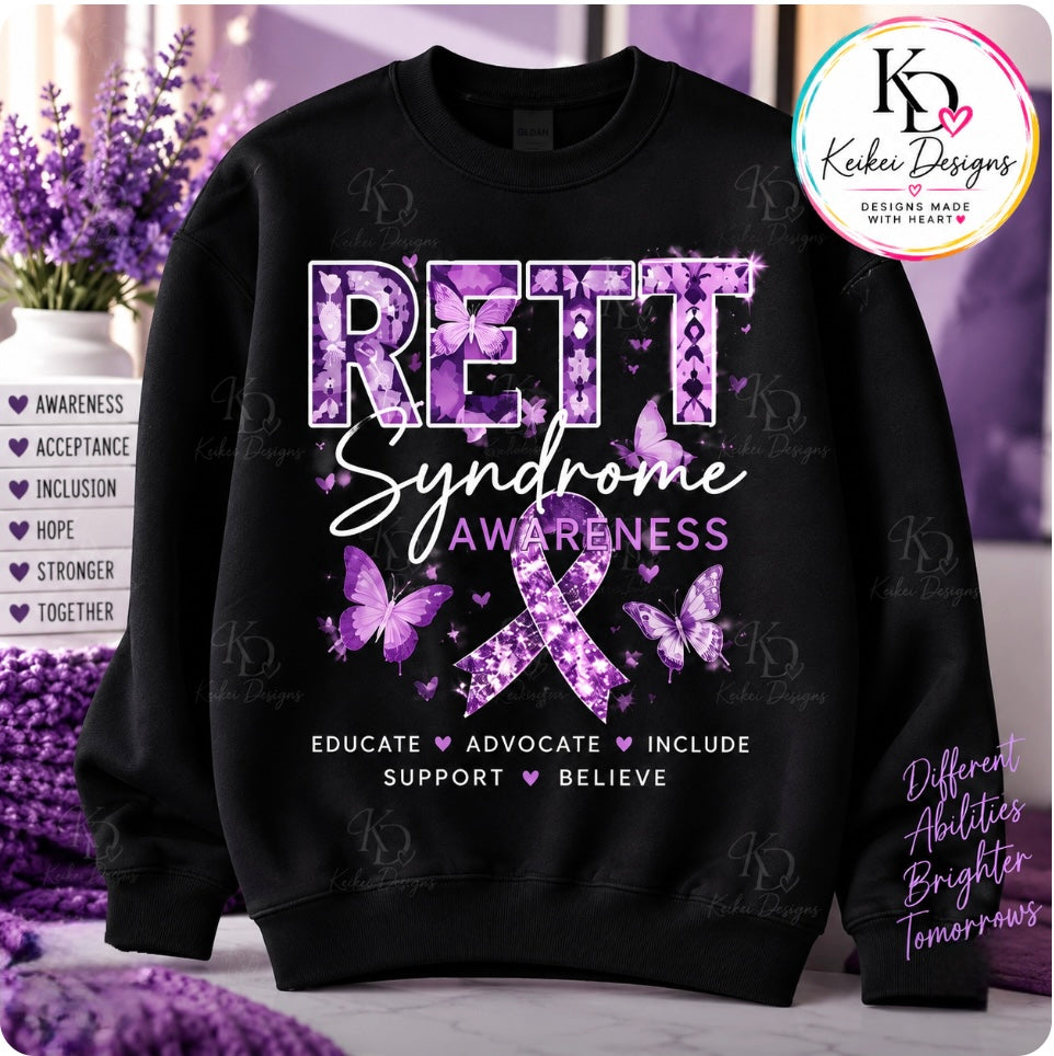 Rett Syndrome Awareness — Black Butterfly Sweatshirt